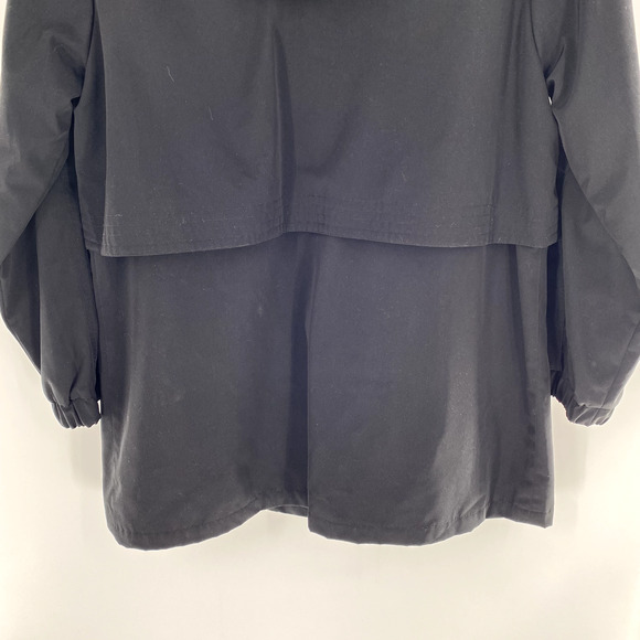 Fleet Street Rain Jacket Coat Mid Length Womens Sz L Wind Resistant Black Tan - Picture 8 of 14